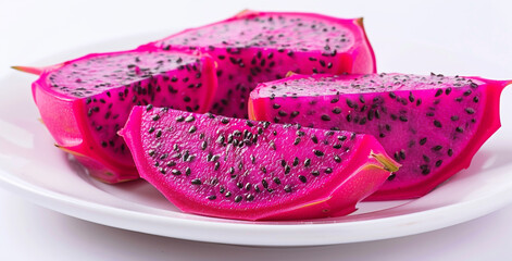 Picture of dragon fruit on a white plate