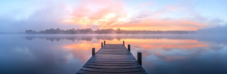 Serene Sunrise Over a Misty Lake