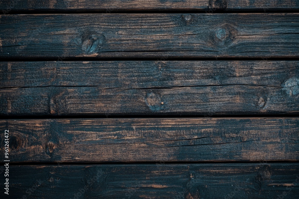 Wall mural Dark wood texture background surface with old natural pattern, texture of retro plank wood use for background, poster, banner, brochure and graphic design , ai