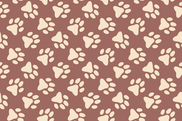 Dog Paw Seamless Pattern. Pet Imprints Background. Dog Day, Mutt Day, Pets Day Backdrop.
