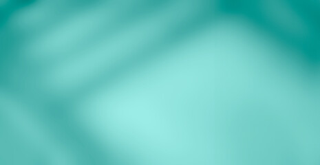 Green background teal blue shadow light overlay blur nature on cement floor wall backdrop, minimal...