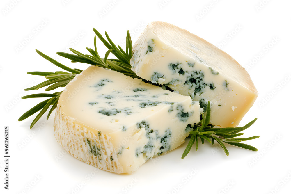 Wall mural blue cheese dor blue or roquefort isolated on white background