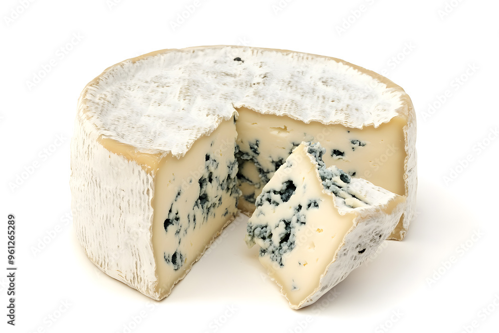 Sticker Blue cheese dor blue or roquefort isolated on white background