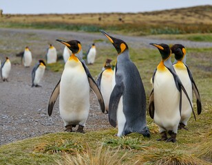 Obraz premium king penguin colony on rocks