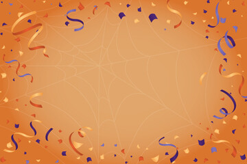 Halloween holiday party confetti background for horror night decoration trick or treat party paper confetti with orange,and purple ribbons