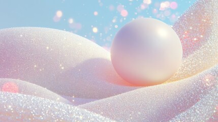 Panoramic Christmas banner in dreamy fantasy style. Gradient sky with sparkling glitter snow frost. Digital unicorn Xmas design with space for text. 3D render