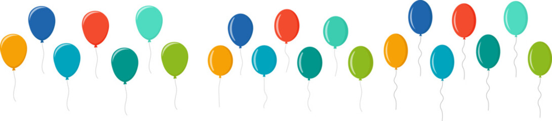 Balloon in flat style. Bunch of balloons for birthday or party, celebrate and carnival. Flying ballon with rope isolated on white background. Vector. © Volodymyr