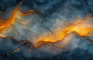Abstract dark blue and yellow background with waves, texture of mountain rocks. Created with Ai