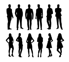 Business people, group of silhouettes. Corporate professionals, business men and women. Office team