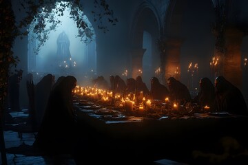 A Gathering of Shadows in a Gothic Hall