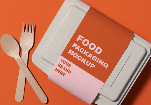 Food Product Packaging Flatlay Box Band Mockup