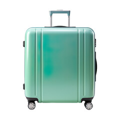 A blank blue and green travel suitcase isolated on transparent and white background