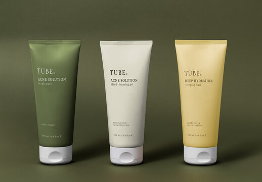 Skincare Product Packaging Tubes Mockup