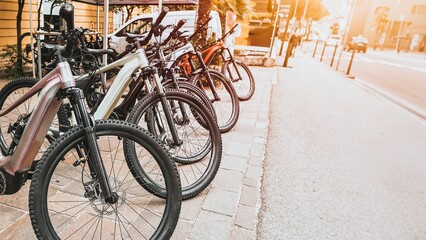 Electric Bikes Lined Up at Urban Store
