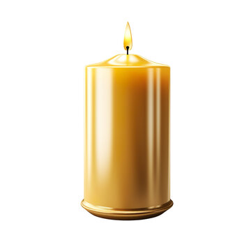 recommend clip art: A burning golden candle isolated on transparent and white background