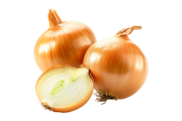 Fresh yellow onion isolated on white background.