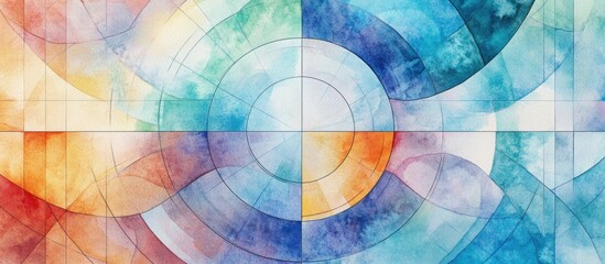 Fototapeta premium Exploring States of Mind Through Vibrant Watercolor Patterns and Geometric Shapes