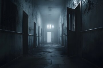 Spooky, Abandoned Prison Hallway