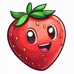 Fototapeta premium Cute cartoon strawberry emoji icon
