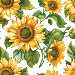 seamless pattern with sunflowers on a white background. print for printing on fabric.