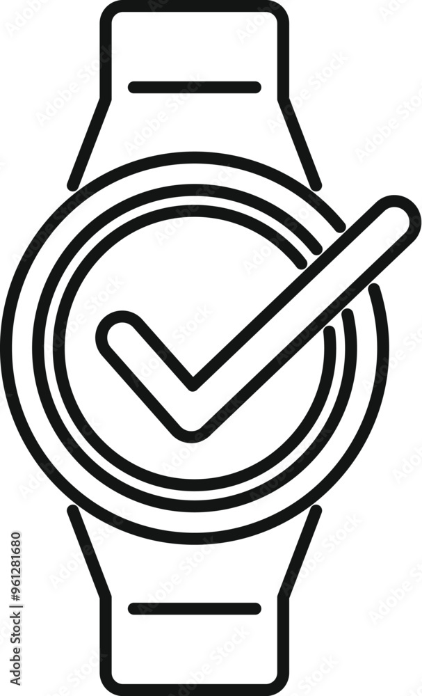 Canvas Prints Line drawing of a smartwatch showing a check mark icon on the screen, representing a successful action