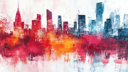 Vibrant Abstract City Skyline: A Colorful Interpretation of Urban Architecture