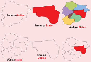 Fototapeta premium Encamp map vector of Andorra, Encamp line map, Encamp with city map, Encamp outline map