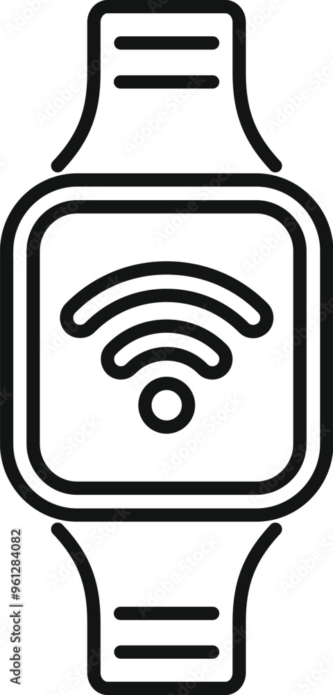 Poster simple design of a smartwatch showing wifi signal icon on screen, perfect for representing wireless 