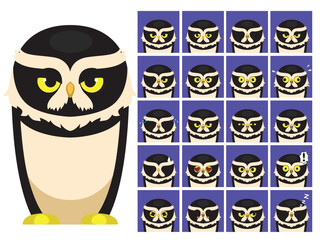Spectacled Owl Cartoon Emotion faces Vector Illustration