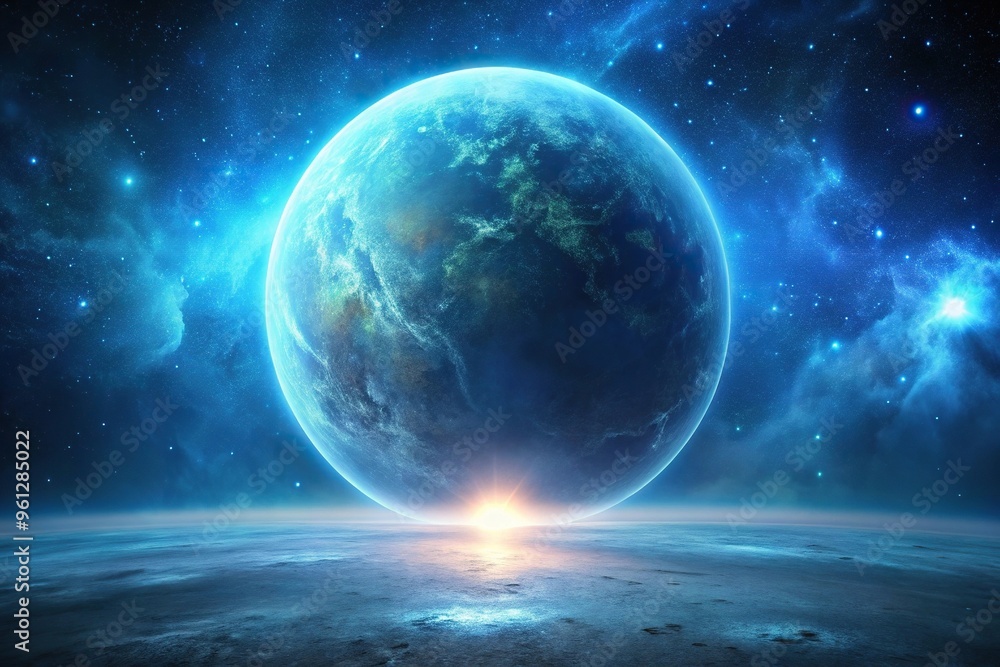 Wall mural astronomy image of planet with massive celestial object approaching