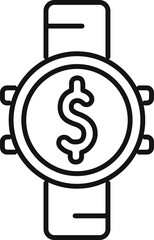 Simple vector showing a wristwatch with a dollar sign, representing the concept of time management and the value of time