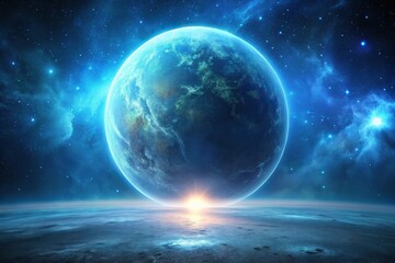 Fototapeta premium Astronomy image of planet with massive celestial object approaching