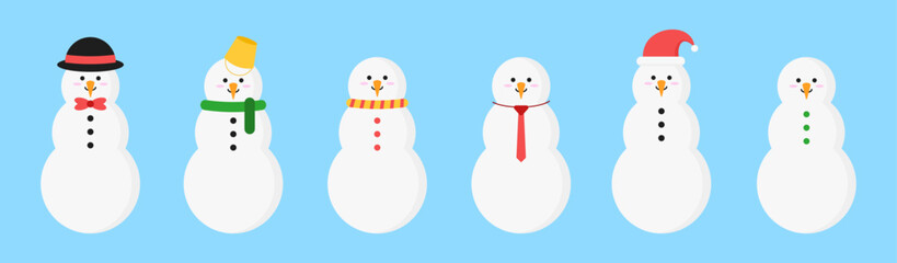 Cute snowman snow winter season clipart flat illustration 