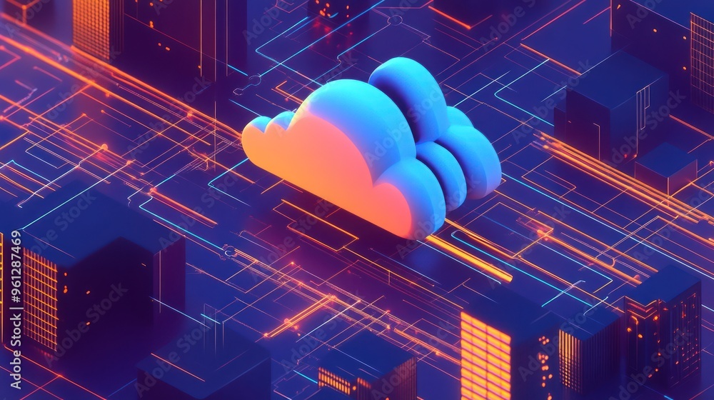 Poster cloud computing and data center illustration