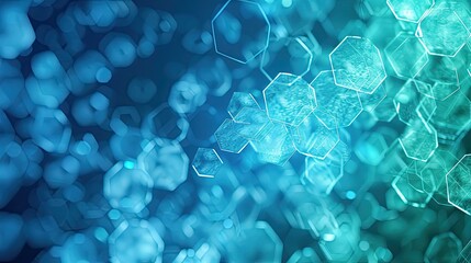 Minimalist wallpaper with hexagons in blue and green and soft textures