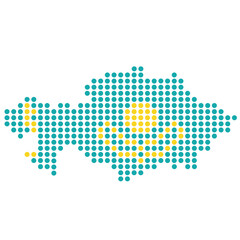 Fototapeta premium Kazakhstan map vector territory flag in dots style