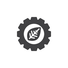Gear with a leaf vector icon