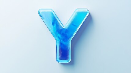 Letter "Y" made in 3D graphics, on a white background, cartoonish.