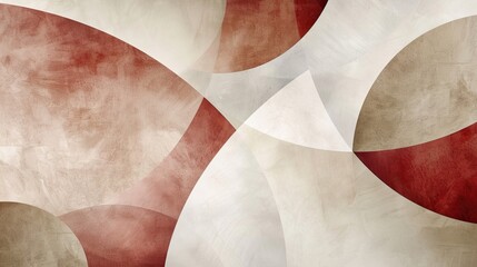 Wallpaper featuring geometric shapes in muted red and cream with soft edges and textures