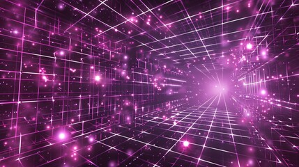 Fototapeta premium Abstract Pink Grid with Glowing Lights