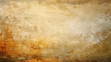 Muted earth tones create bold textured patterns in a Post-Impressionist background with soft blurred edges