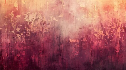 Burgundy and peach brushstrokes layered with fine textures create a warm Post-Impressionist backdrop