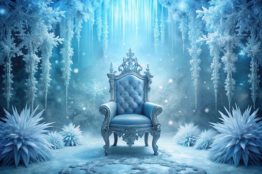 Asymmetrical Frozen Throne Majestic Ice with Snowflake Embellishments