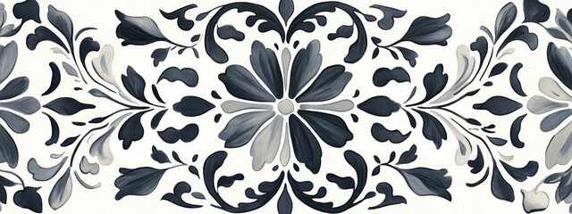 Elegant Monochrome Floral Pattern for Modern Textile Design