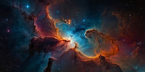 Fototapeta premium Space illustration background design wallpaper starry galaxy nebulas, planets and astronomical objects
