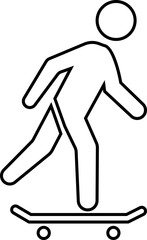 Skateboard icon, Silhouette vector design template elements of a skater, skate emblem or Skateboarding graphic design, isolated on transparent background, used for mobile app, web site and ui.