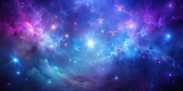 Asymmetrical mystical purple and blue galaxy clouds dreamy night cosmos background wallpaper