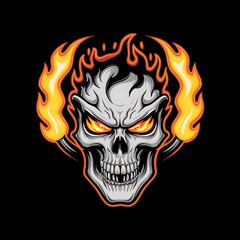 Obraz premium Fiery Skull Abstract Halloween Horror Concept.
