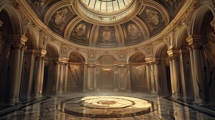 Obraz premium Elegant marble rotunda with detailed carvings and ambient light wallpaper