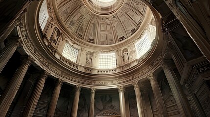 Obraz premium Detailed marble rotunda with intricate carvings and ambient light wallpaper